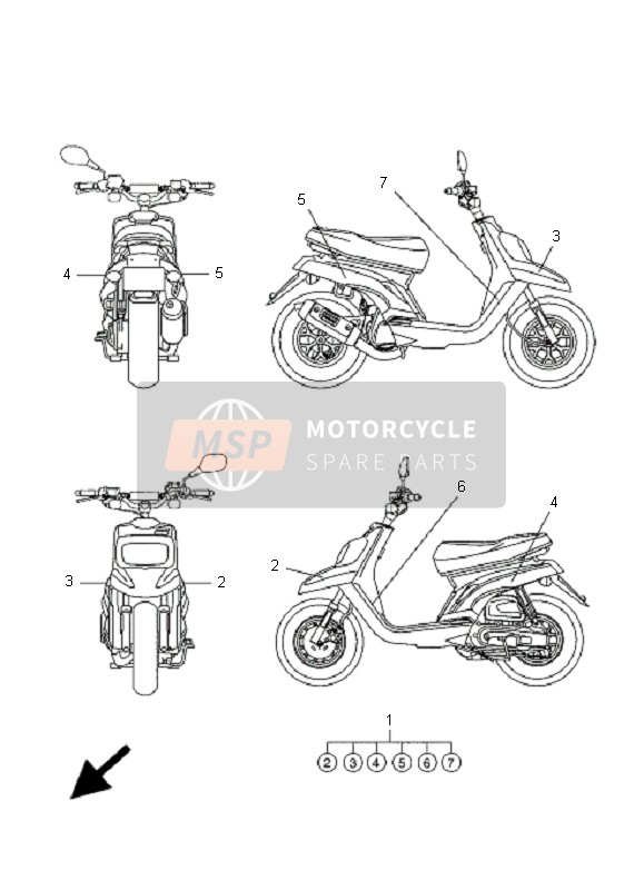 Yamaha CW50N BWS 2007 Graphique & Emblème pour un 2007 Yamaha CW50N BWS